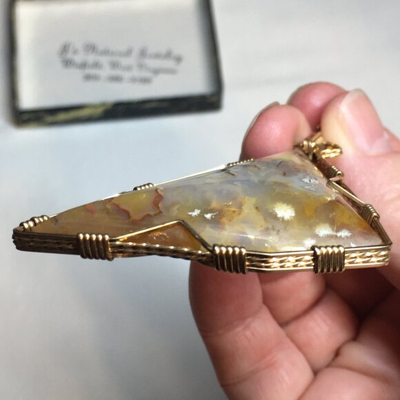 Unique Pendant Handmade Scenic Agate Freeform - Picture 5 of 8